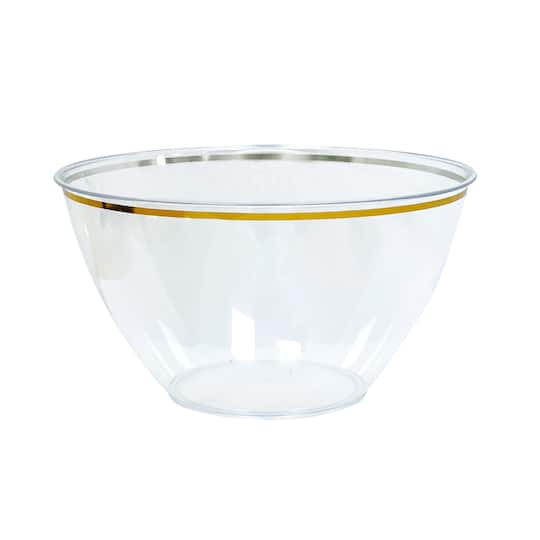 Gold Rim Plastic Party Bowl by Celebrate It™
